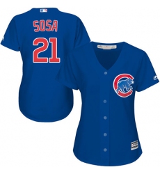 Women's Majestic Chicago Cubs #21 Sammy Sosa Authentic Royal Blue Alternate MLB Jersey