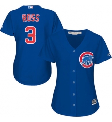 Women's Majestic Chicago Cubs #3 David Ross Authentic Royal Blue Alternate MLB Jersey