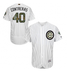 Men's Majestic Chicago Cubs #40 Willson Contreras Authentic White 2016 Memorial Day Fashion Flex Base MLB Jersey