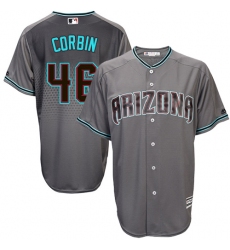 Men's Majestic Arizona Diamondbacks #46 Patrick Corbin Replica Gray/Turquoise Cool Base MLB Jersey