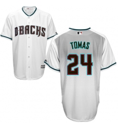 Men's Majestic Arizona Diamondbacks #24 Yasmany Tomas Replica White/Capri Cool Base MLB Jersey