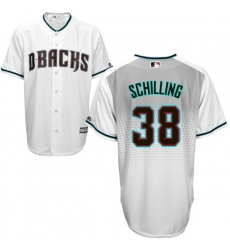 Men's Majestic Arizona Diamondbacks #38 Curt Schilling Replica White/Capri Cool Base MLB Jersey