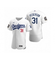 Men's Los Angeles Dodgers #31 Joc Pederson Nike White 2020 World Series Authentic Jersey