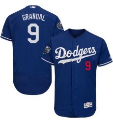 Men's Majestic Los Angeles Dodgers #9 Yasmani Grandal Royal Blue Flexbase Authentic Collection 2018 World Series MLB Jersey