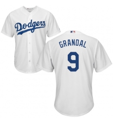Youth Majestic Los Angeles Dodgers #9 Yasmani Grandal Authentic White Home Cool Base MLB Jersey