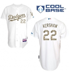 Men's Majestic Los Angeles Dodgers #22 Clayton Kershaw Authentic White USMC Cool Base MLB Jersey