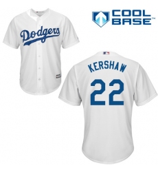 Men's Majestic Los Angeles Dodgers #22 Clayton Kershaw Replica White Home Cool Base MLB Jersey