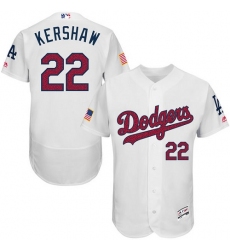 Men's Majestic Los Angeles Dodgers #22 Clayton Kershaw White Fashion Stars & Stripes Flex Base MLB Jersey