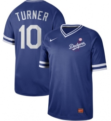 Men's Nike Los Angeles Dodgers #10 Justin Turner Royal Authentic Cooperstown Collection Stitched Baseball Jersey
