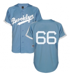Men's Majestic Los Angeles Dodgers #66 Yasiel Puig Authentic Light Blue Cooperstown MLB Jersey
