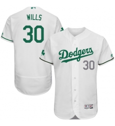 Men's Majestic Los Angeles Dodgers #30 Maury Wills White Celtic Flexbase Authentic Collection MLB Jersey