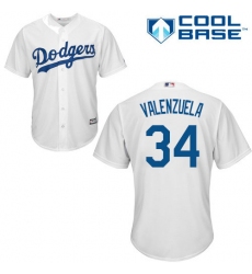 Youth Majestic Los Angeles Dodgers #34 Fernando Valenzuela Authentic White Home Cool Base MLB Jersey