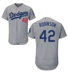 Men's Majestic Los Angeles Dodgers #42 Jackie Robinson Gray Alternate Road Flexbase Authentic Collection MLB Jersey