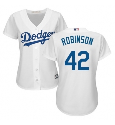 Women's Majestic Los Angeles Dodgers #42 Jackie Robinson Authentic White MLB Jersey