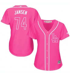 Women's Majestic Los Angeles Dodgers #74 Kenley Jansen Replica Pink Fashion Cool Base MLB Jersey