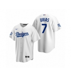 Men's Los Angeles Dodgers #7 Julio Urias White 2020 World Series Champions Replica Jersey