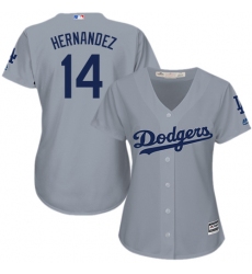 Women's Majestic Los Angeles Dodgers #14 Enrique Hernandez Authentic Grey Road Cool Base MLB Jersey