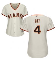 Women's Majestic San Francisco Giants #4 Mel Ott Replica Cream Home Cool Base MLB Jersey