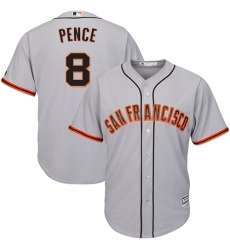 Men's Majestic San Francisco Giants #8 Hunter Pence Replica Grey Road Cool Base MLB Jersey