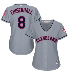 Women's Majestic Cleveland Indians #8 Lonnie Chisenhall Authentic Grey Road Cool Base MLB Jersey