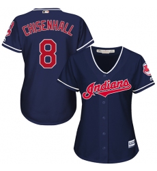 Women's Majestic Cleveland Indians #8 Lonnie Chisenhall Authentic Navy Blue Alternate 1 Cool Base MLB Jersey