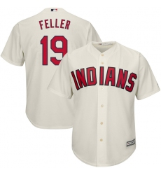 Youth Majestic Cleveland Indians #19 Bob Feller Authentic Cream Alternate 2 Cool Base MLB Jersey