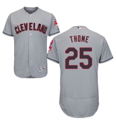 Men's Majestic Cleveland Indians #25 Jim Thome Grey Road Flex Base Authentic Collection MLB Jersey