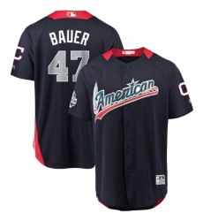 Youth Majestic Cleveland Indians #47 Trevor Bauer Game Navy Blue American League 2018 MLB All-Star MLB Jersey