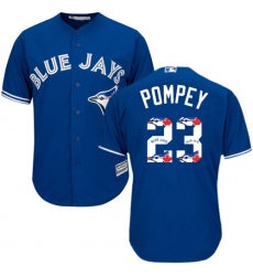 Men's Majestic Toronto Blue Jays #23 Dalton Pompey Authentic Blue Team Logo Fashion MLB Jersey