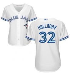 Women's Majestic Toronto Blue Jays #32 Roy Halladay Replica White Home MLB Jersey