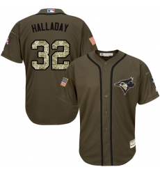 Youth Majestic Toronto Blue Jays #32 Roy Halladay Replica Green Salute to Service MLB Jersey