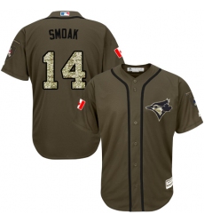 Men's Majestic Toronto Blue Jays #14 Justin Smoak Authentic Green Salute to Service MLB Jersey