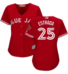 Women's Majestic Toronto Blue Jays #25 Marco Estrada Authentic Scarlet Alternate MLB Jersey