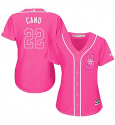 Women's Majestic Seattle Mariners #22 Robinson Cano Authentic Pink Fashion Cool Base MLB Jersey
