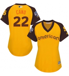 Women's Majestic Seattle Mariners #22 Robinson Cano Authentic Yellow 2016 All-Star American League BP Cool Base MLB Jersey