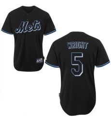 Men's Majestic New York Mets #5 David Wright Authentic Black Fashion MLB Jersey