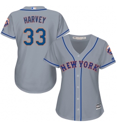 Women's Majestic New York Mets #33 Matt Harvey Authentic Grey Road Cool Base MLB Jersey