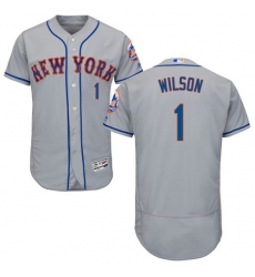 Men's Majestic New York Mets #1 Mookie Wilson Grey Road Flex Base Authentic Collection MLB Jersey