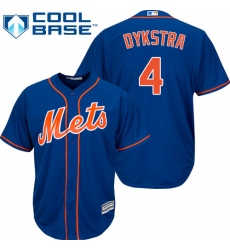Youth Majestic New York Mets #4 Lenny Dykstra Authentic Royal Blue Alternate Home Cool Base MLB Jersey