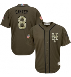 Youth Majestic New York Mets #8 Gary Carter Authentic Green Salute to Service MLB Jersey