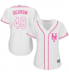 Women's Majestic New York Mets #48 Jacob deGrom Replica White Fashion Cool Base MLB Jersey