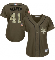 Women's Majestic New York Mets #41 Tom Seaver Authentic Green Salute to Service MLB Jersey