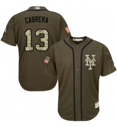Youth Majestic New York Mets #13 Asdrubal Cabrera Replica Green Salute to Service MLB Jersey