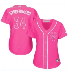 Women's Majestic New York Mets #34 Noah Syndergaard Authentic Pink Fashion Cool Base MLB Jersey