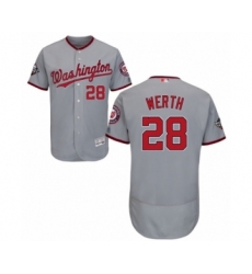 Men's Washington Nationals #28 Jayson Werth Grey Road Flex Base Authentic Collection 2019 World Series Bound Baseball Jersey