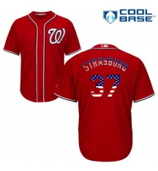 Men's Majestic Washington Nationals #37 Stephen Strasburg Authentic Red USA Flag Fashion MLB Jersey