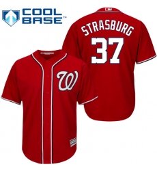 Men's Majestic Washington Nationals #37 Stephen Strasburg Replica Red Alternate 1 Cool Base MLB Jersey