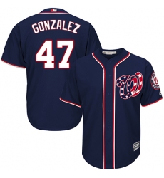 Youth Majestic Washington Nationals #47 Gio Gonzalez Authentic Navy Blue Alternate 2 Cool Base MLB Jersey