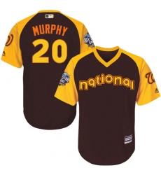 Youth Majestic Washington Nationals #20 Daniel Murphy Authentic Brown 2016 All-Star National League BP Cool Base MLB Jersey