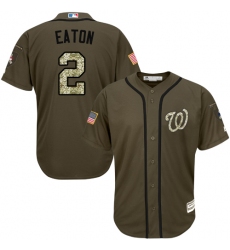 Youth Majestic Washington Nationals #2 Adam Eaton Replica Green Salute to Service MLB Jersey